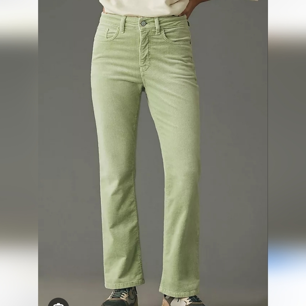 Pilcro The Yaya Mid Rise Corduroy Crop Flare Mint Jeans Size 27 NwT.